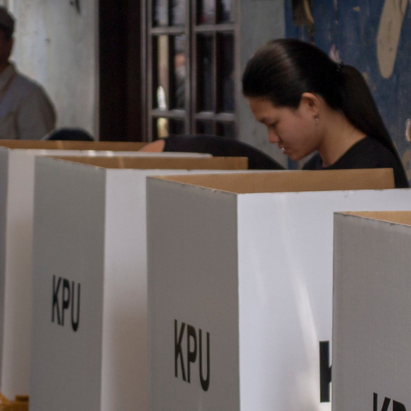 Voters at the polls in Jakarta, Indonesia